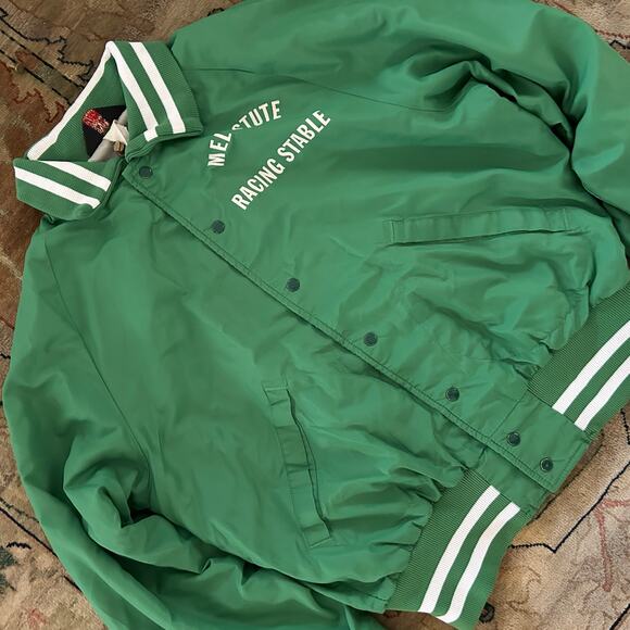 Vintage Horse Racing Windbreaker jacket Mel Stute Stables Green Size Large - Picture 4 of 9